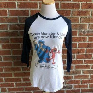 Cookie Monster‎ & Elmo 3/4 Sleeve Ladies Cut Shirt - Size L